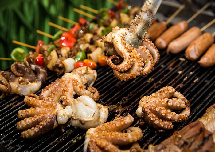 enjoy grilled squid at Coco Beach Camp Binh Thuan