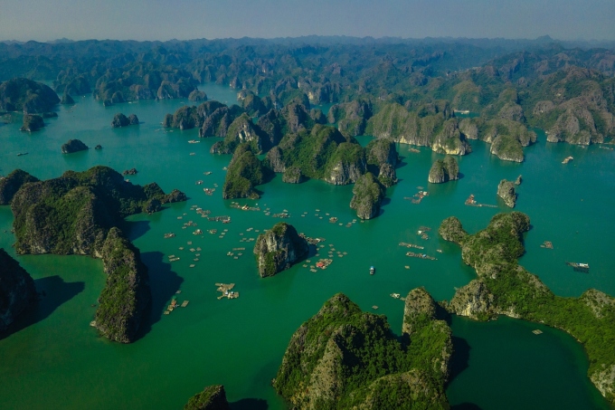 Vịnh Lan Hạ gồm 400 đảo lớn nhỏ được bao phủ màu xanh của cây cối và các thảm thực vật. Ảnh: Ngô Trần Hải An.