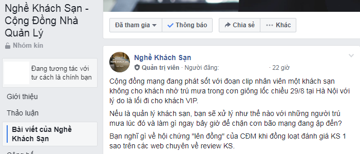 Chuyện nhân viên bảo vệ ở Hà Nội “đuổi khách trú mưa giông” – khách sạn nên xử lý khủng hoảng truyền thông như thế nào