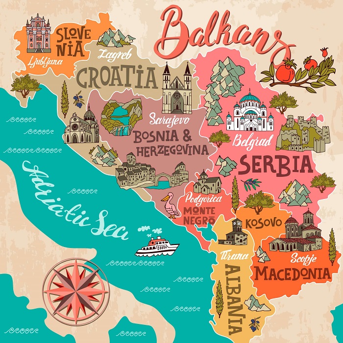 Bản đồ du lịch bán đảo Balkan - điểm đến du lịch Balkan