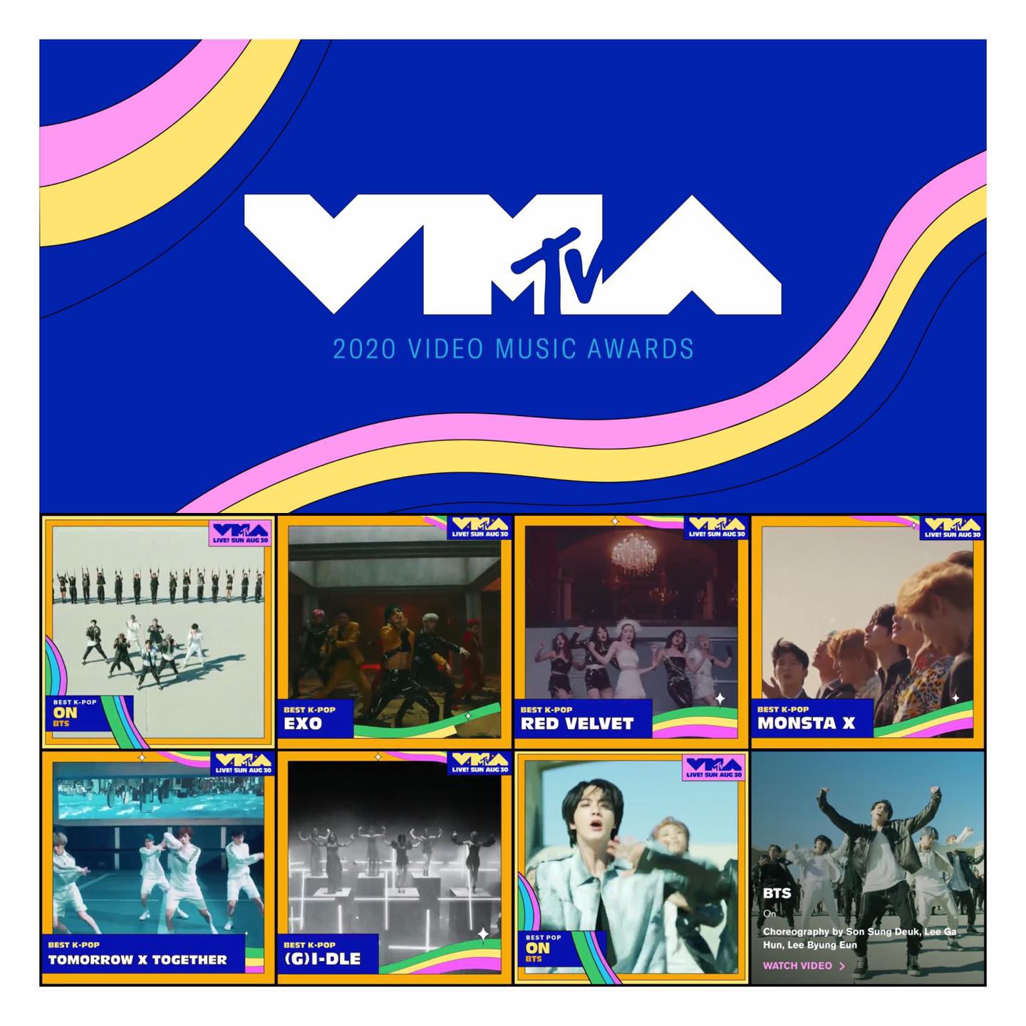 Đề cử MTV Video Music Awards 2020 gọi tên các đại diện K-POP: BTS, EXO, (G)I-DLE, RED VELVET, MONSTA X & TXT